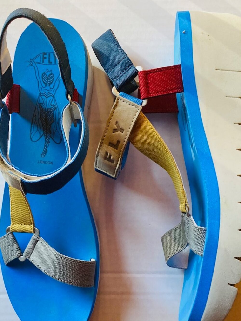 Women's Fly London Yefa Wedge Cupido Multicol (AZURE) Sandals Size 40 YEFA726FLY - Picture 3 of 6